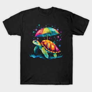 Sea Turtle Rainy Day With Umbrella T-Shirt